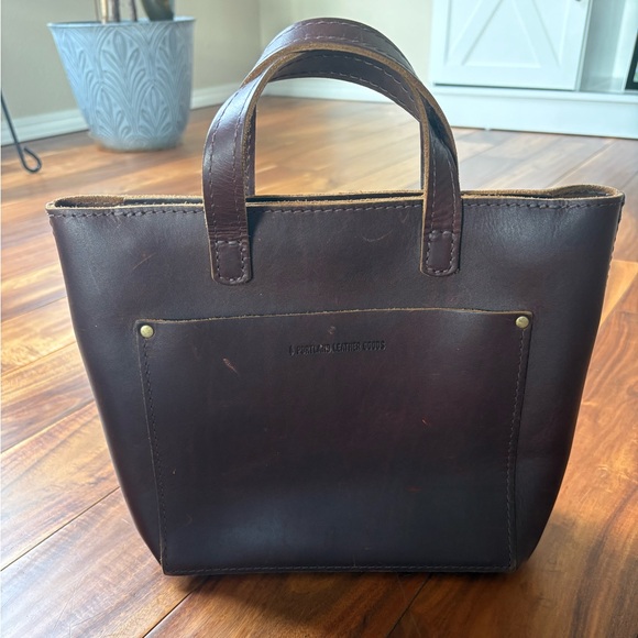Portland Leather Cognac Zipper Mini Crossbody Tote - Picture 3 of 9